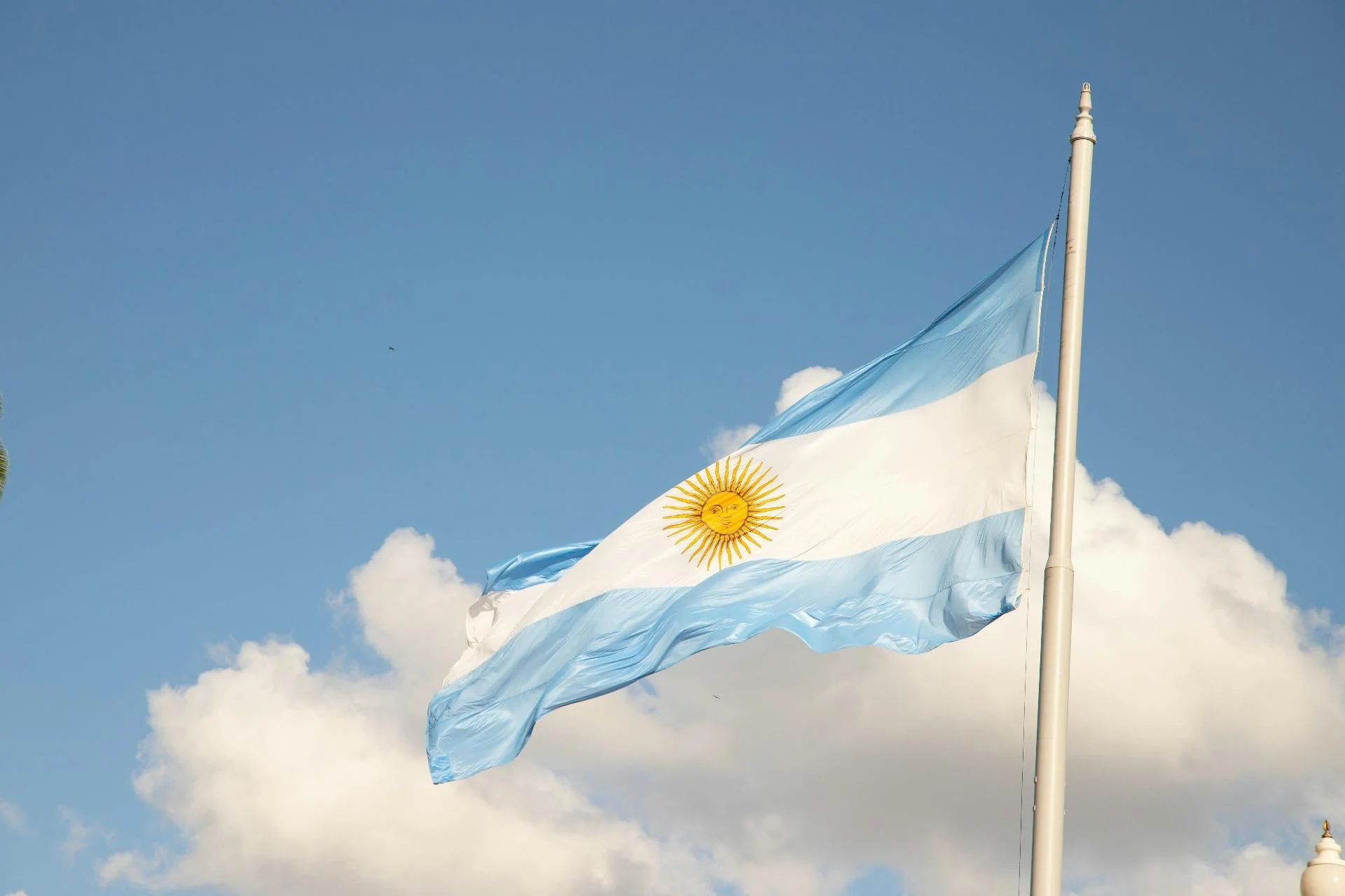 Argentine flag against a clear sky