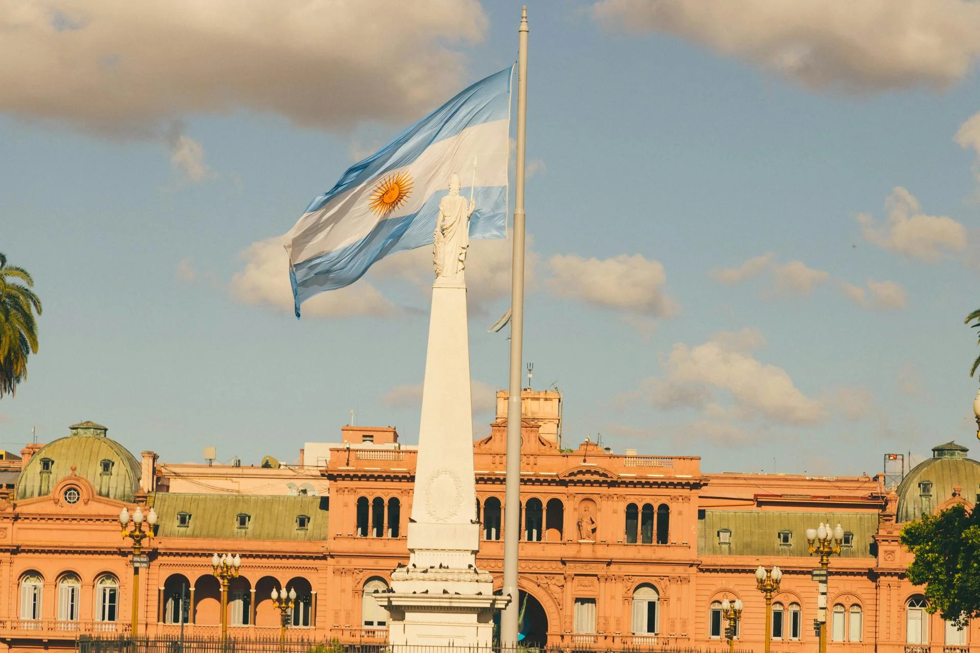 Casa Rosada on Plaza de Mayo at golden hour